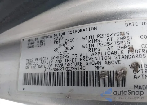 1999 Toyota 4Runner Sr5 V6 z USA, uszkodzony, nr VIN JT3HN86R7X0236149